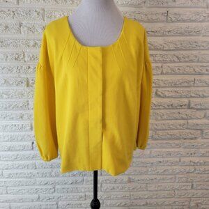 Lane Bryant Womens 18 Plus Blazer Jacket Sunny Yellow Cotton Blend HNGE